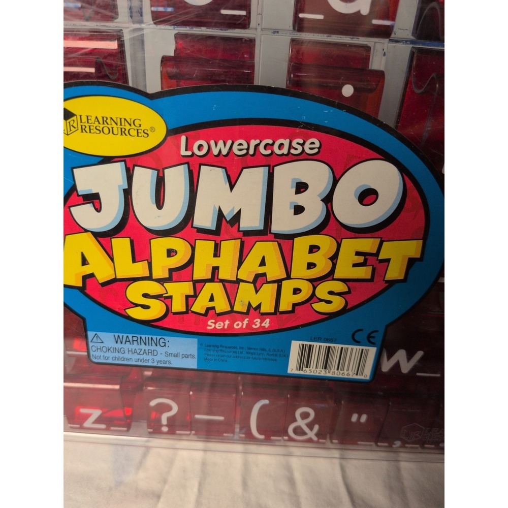 Learning Resources Lowercase Jumbo Alphabet Stamps Set of 34 w/ Storage Case – C